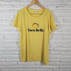 Lularoe Womens Top 3XL Plus Tee Short Sleeve Taco Belle Yellow Casual YEL17E